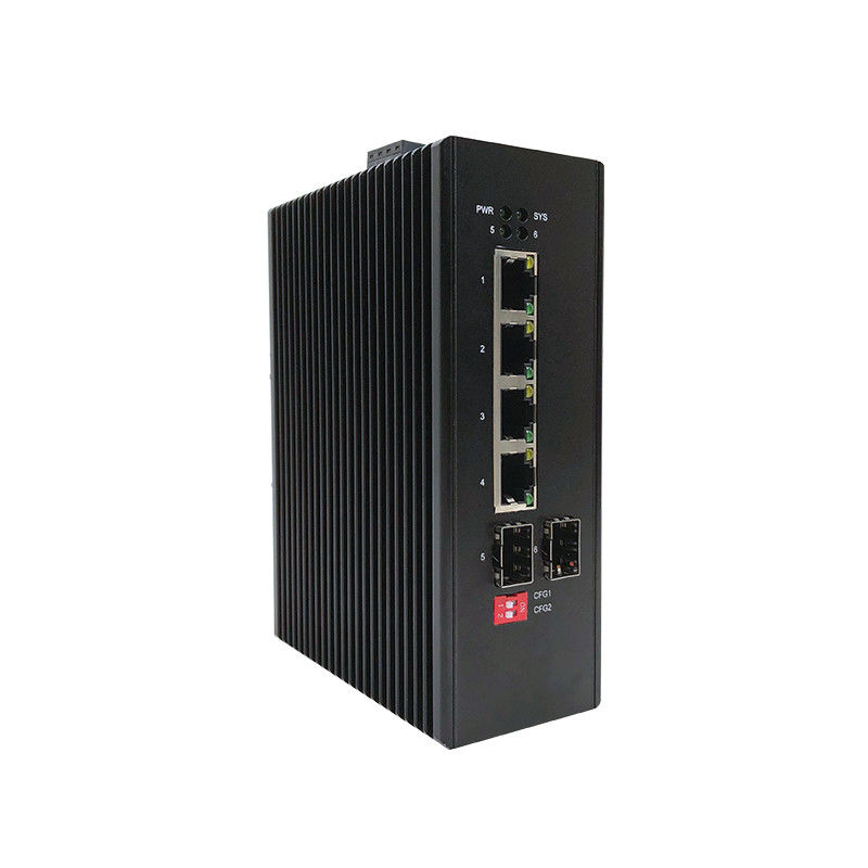 Industrial Wall Mount Ethernet Switch Managed Gigabit Switch 6 Port 48V - 54V DC